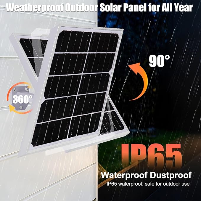 Solar Panel for Security Camera 2 in 1 Port 10W Ring Camera Solar Charger Compatible with Ring Spotlight & Stick Up Outdoor Cam Battery, IP65 Waterproof &16.4ft Long Cable with USB-C/DC Ports