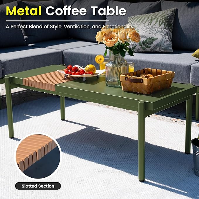 Sundale Outdoor 7 Pieces Metal Patio Furniture Set, Outdoor Sectional Sofa with 6 Inch Olefin Cushion, Modern Outdoor Conversation Sets for Backyard, Poolside, Sunroom