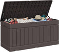 JUMMICO 78 Gallon Outdoor Deck Box Large Resin Storage Box for Patio Furniture Cushions and Garden Tools (Brown)