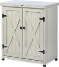 HABAU Outdoor Storage Cabinets Weatherproof for Patio, Garden Work Bench with Shelves & Metal Tabletop, Wooden Potting Table Workstation