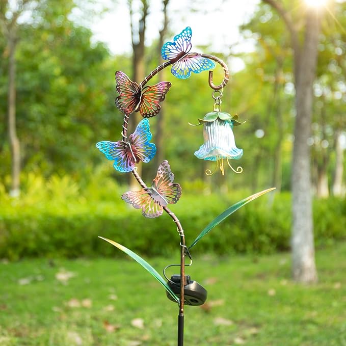 Bshine Solar Butterfly Lights Outdoor Garden Decoration Valentine's Day, Metal Stake Waterproof Hanging Flower Solar Lights, Garden Decoration Outdoor Terrace, Yard, Path and Lawn Ornaments