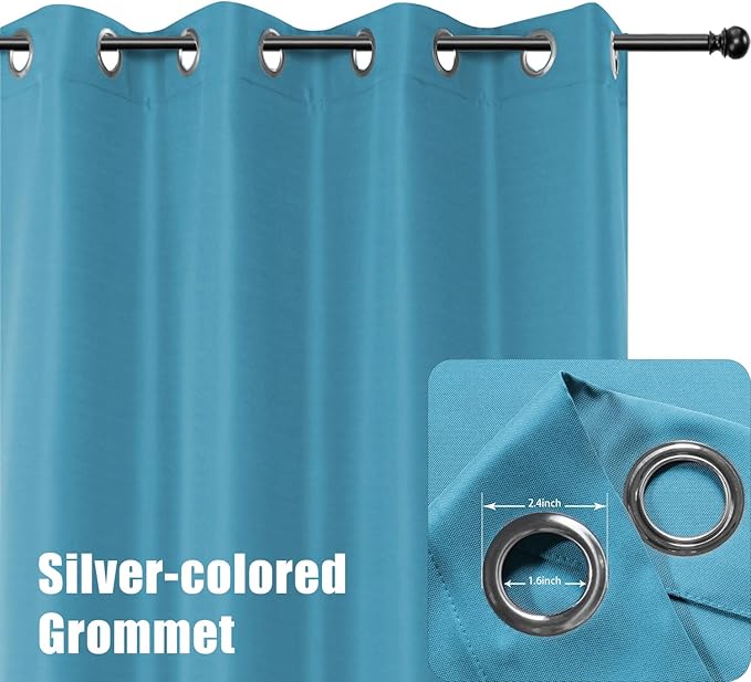 BONZER Outdoor Waterproof Curtains for Patio Privacy Grommet Light Filtering Outside Curtains for Gazebo, Porch, Pergola, Pavilion, 1 Panel, 84W x 108L inch, Teal