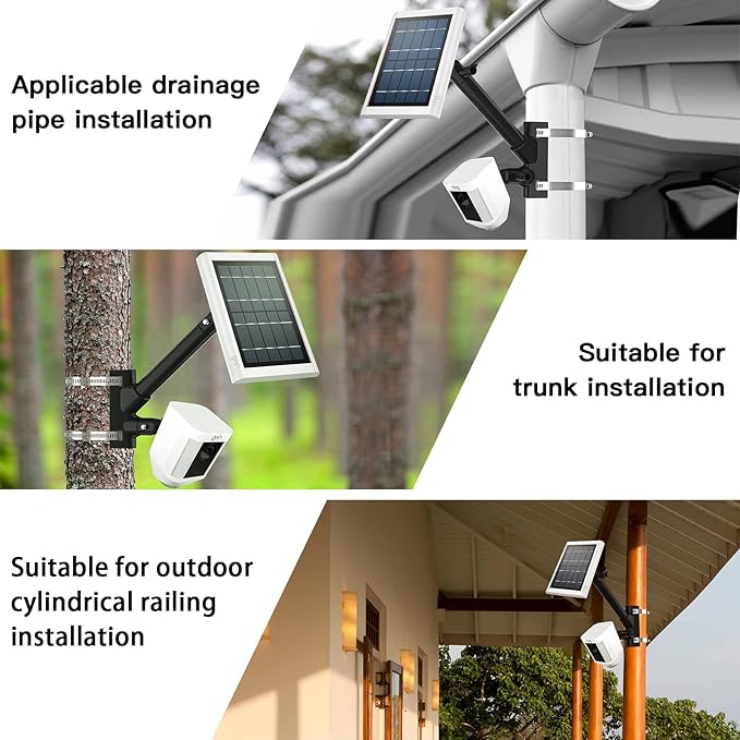 HOLACA 2-in-1 Pole Mounting Bracket for Ring Stick Up Cam/Spotlight Cam Pro/Plus/Outdoor Cam Plus, Solar Panel and Battery Outdoor Mount Accessories