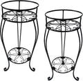 CASIMR 2 Tier Plant Stand, 2-Pack 28.1 inch Tall Metal Potted Holder Rack,Indoor Outdoor Multiple Flower Pot Shelf Rustproof Iron Garden Container for Garden Patio Living Room Corner Balcony, Black