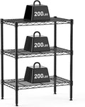 DUMOS 3-Tier Metal Wire Storage Shelves, Adjustable Standing Storage Rack Shelf, Heavy Duty Steel Shelving Unit Organizers for Kitchen Bathroom Pantry Garage, 23.3" W×13.4" D×30" H, Black
