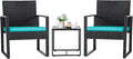 Flamaker Patio Set Outdoor Wicker Furniture, Modern Bistro Set with Rattan Chair and Coffee Table for Yard (Blue)