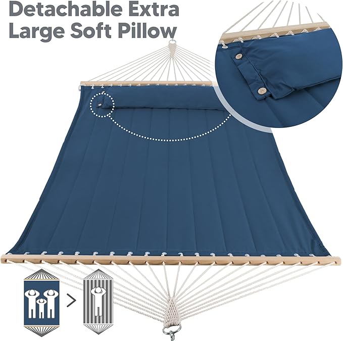 SUNCREAT Hammocks Replacement Hammock for Stand, 475 lbs Capacity, Two Person Backyard Hammock for Outside, Navy