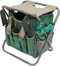 MDSTOP Folding Gardening Stool with Detachable Storage Tote Bag, Gardening Tools Set Organizer for Fishing Outdoor Sports Hiking Camping Garden, Gardening Gifts for Mom/Dad and Gardeners (Polyester)