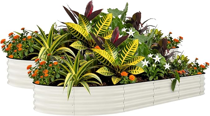 Garvee 2 Pack Galvanized Raised Garden Beds - 8x4x1.5ft Planter Box for Vegetables, Flowers, Rust-Resistant Garden Box, Easy Assembly Raised Beds, Durable Planters for Outdoor Plants, Beige
