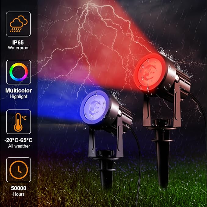 APONUO Solar Spot Lights Outdoor 4-in-1 Landscape Lights Dusk to Dawn Solar Uplights IP65 Waterproof 9.8ft Cable Outdoor Spot Lights for Yard Pathway Garden Tree Decoration (Multicolor)