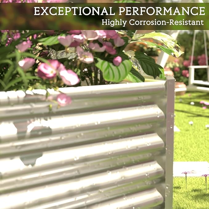3 Pack 8x4FT Corrugated Galvanized Steel Raised Garden Bed Outdoor, Metal Above Ground Garden Bed for Vegetables and Flowers, Rectangle Raised Beds for Gardening