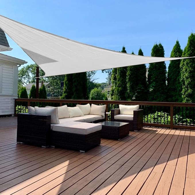 Quictent Large Triangular Sun Shade Sail 24x24x24ft with Hardware Kit, 185GSM HDPE Heavy Duty Top Cover Canopy 98% UV Block for Outdoor Patio Garden Deck Yard (Gray)