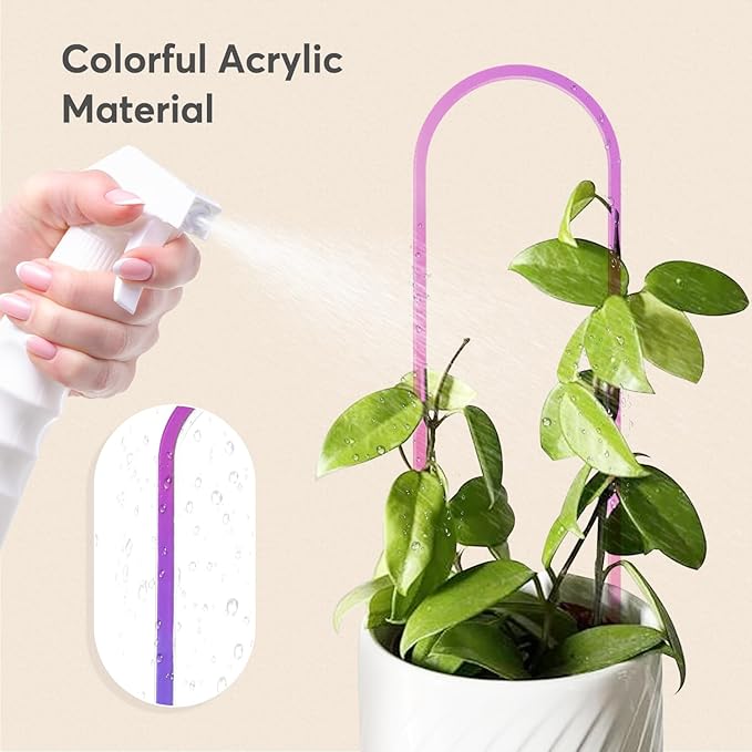3 Pack Colorful Acrylic Plant Trellis for Indoor Plants, U-Shaped Small Plant Trellis for Potted Plants, Waterproof Climbing Support for Vine Ivy, Hoya, Pothos, Home Garden Decor