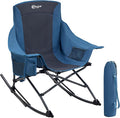 Portal Outdoor Rocking Chair Camping Folding Portable Rocker with Cup Holder Side Pocket Carry Bag, Support 350LBS, Blue