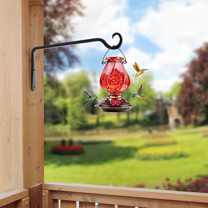 BOLITE Plant Hangers, 10 Inch Hanging Plant Brackets Outdoor Indoor, Wall Hooks for Hummingbird Feeders, Bird Feeders, Planters, Lanterns, Wind Chimes, Home Decor, 2 Pack, Black, Gifts for Women Men