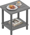 Outdoor Side Table, 2-Tier Small Outdoor Table for Patio, Adirondack Side Tables for Outside or Indoor, Bamboo End Table for Pool, Porch, Weather Resistant Easy Maintenance-Gray