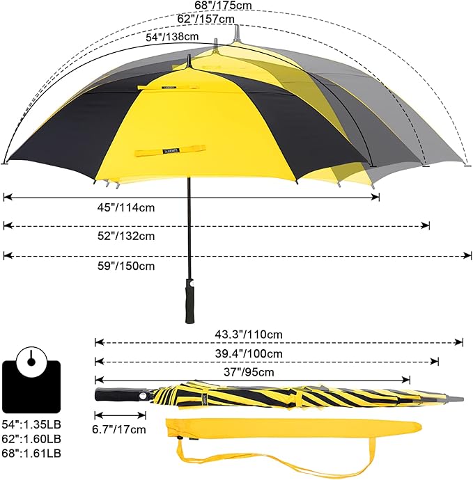 G4Free 47/54/62/68/72 Inch Automatic Open Golf Umbrella Oversize Extra Large Double Canopy Vented Windproof Waterproof Stick Umbrellas