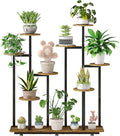 Plant Stand Indoor 9 Tier 11 Potted Multiple Flower Pot Holder for Patio Garden Balcony Living Room Corner (9 Tier Black+Rustic Brown)