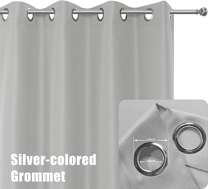 BONZER Waterproof Indoor/Outdoor Curtains for Patio Thick Privacy Grommet Curtains for Bedroom, Living Room, Porch, Pergola, Cabana, 1 Panel, 84W x 120L inch, Silver