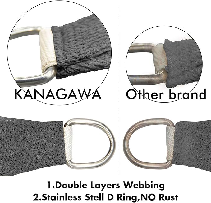 KANAGAWA Sun Shade Sail 16'x16' Dark Gray Rectangle UV Block Canopy Cover for Patio Backyard Lawn Garden Outdoor Activities