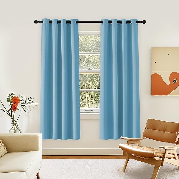 NICETOWN Room Darkening Curtain for Living Room - Energy Saving Thermal Insulated Grommet Room Darkening Curtain/Drape for Bedroom (1 Panel, 46 by 72, Teal Blue)