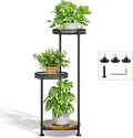 3 Tier Large Plant Stand Indoor Outdoor Clearance 10in Wide Metal Wood Plant Stand for Multiple Plants Black Tall Narrow Plants Display Organizer for Corner Living Room Porch Patio Garden Office