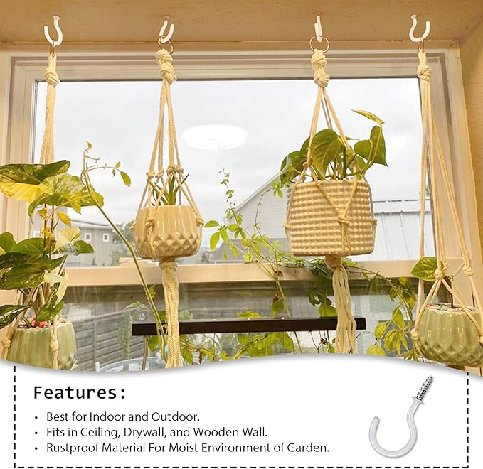 75 Pcs Ceiling Hooks for Hanging Plants, Cups, Utensils Vinyl Coated Screw-in Mug Hooks for Wooden and Drywall–Multi Size Sets (1/2 inch,5/8 inch,3/4 inch,7/8 inch,1 inch,1-1/4 inch)