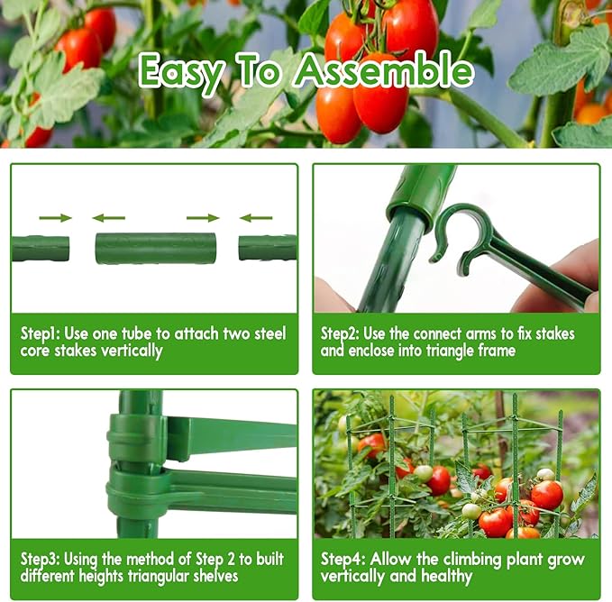Riare 8 Pack 5.2 FT Tomato Cages for Garden- 63inches Heavy Duty Tomato Stakes and Supports, Adjustable Tall Tomato Plant Support Trellis for Pots, Raised Garden Bed, Climbing Vegetables Plants