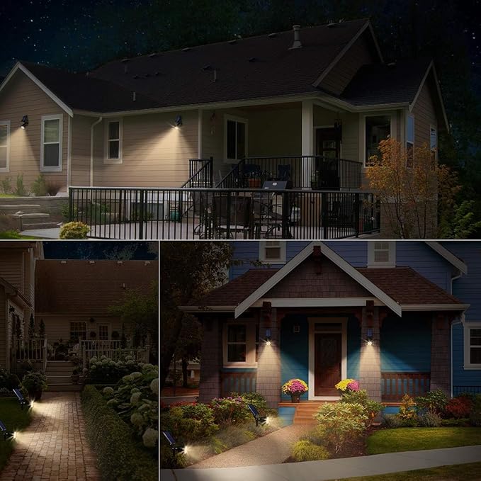 URPOWER Solar Lights Outdoor, Adjustable Spot Lights Outdoor, 2-in-1 Waterproof Landscape Spotlights Wall Light, Dusk-to-Dawn Solar Powered Light for Garden, Yard (6 Pack,Warm White)