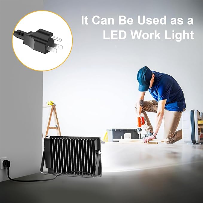 Onforu 200W Flood Lights Outdoor,19000lm Bright LED Work Light with Plug,6500K Daylight White LED Flood Lighting,IP66 Waterproof Security Yard Lights for Yard Garage Stadium 2 Pack