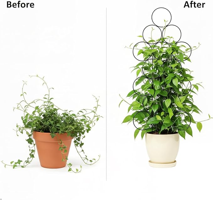 Plant Trellis for Climbing Plants Indoor Outdoor, Trlzey 3 Pack Stackable Metal Trellis - Small Garden Trellis for Potted Plants, Vine Support for Ivy, Flowers, DIY Home Deco