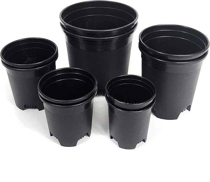 10 Pack Plastic Black Plant Pots Nursery Gardening Planters 4 in to 7.5 Inch Small Medium Plants 0.25 0.35 0.5 1 1.5 Gallon for Indoor and Outdoor Plants