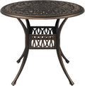 VINGLI 35.4' Dia Patio Dining Table with Umbrella Hole, Cast Aluminum Bistro Table for Outdoor Garden Use (35.4' Dia x 29.5' H)