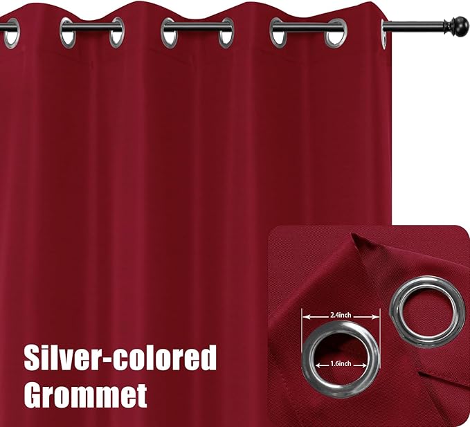 BONZER Waterproof Indoor/Outdoor Curtains for Patio Thick Privacy Grommet Curtains for Bedroom, Living Room, Porch, Pergola, Cabana, 1 Panel, 84W x 95L inch, Red