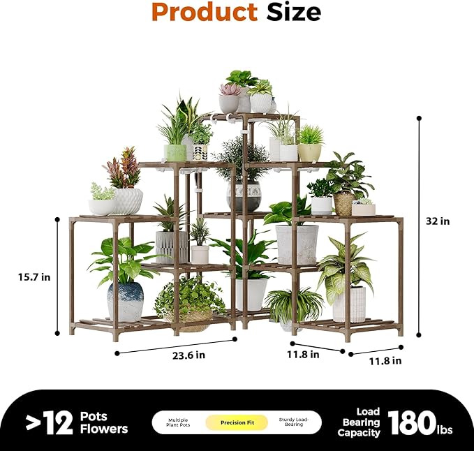 Bamworld Plant Stand with Grow Lights for Indoor Plants 11 Potted Corner Plant Shelf with Plant Lights for Indoor Growing