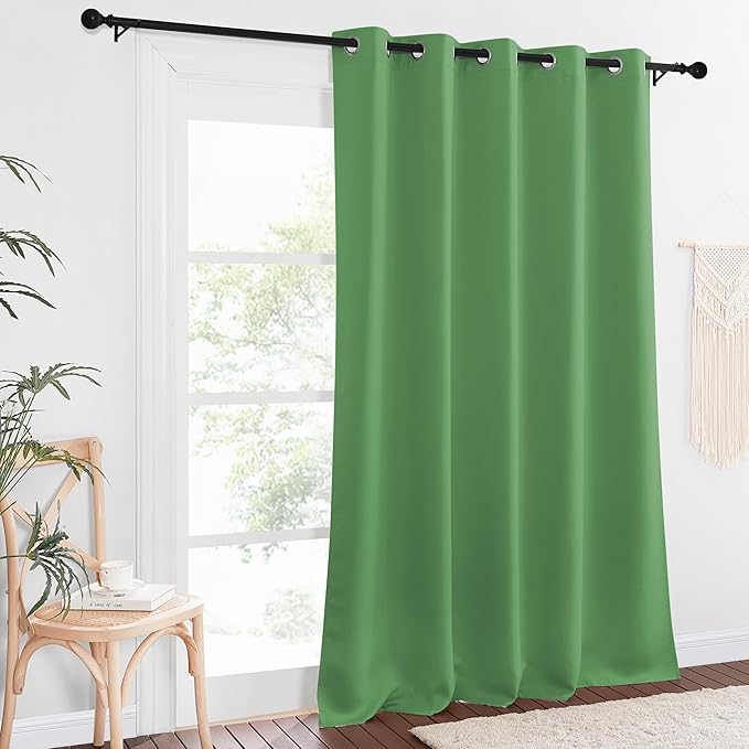 NICETOWN Blackout Curtain Drape for Bedroom - Light Reducing Thermal Insulated Solid Grommet Room Darkening Window Curtain 90 inches Long for Living Room (Froest Green, 1 Piece, W66 x L90)