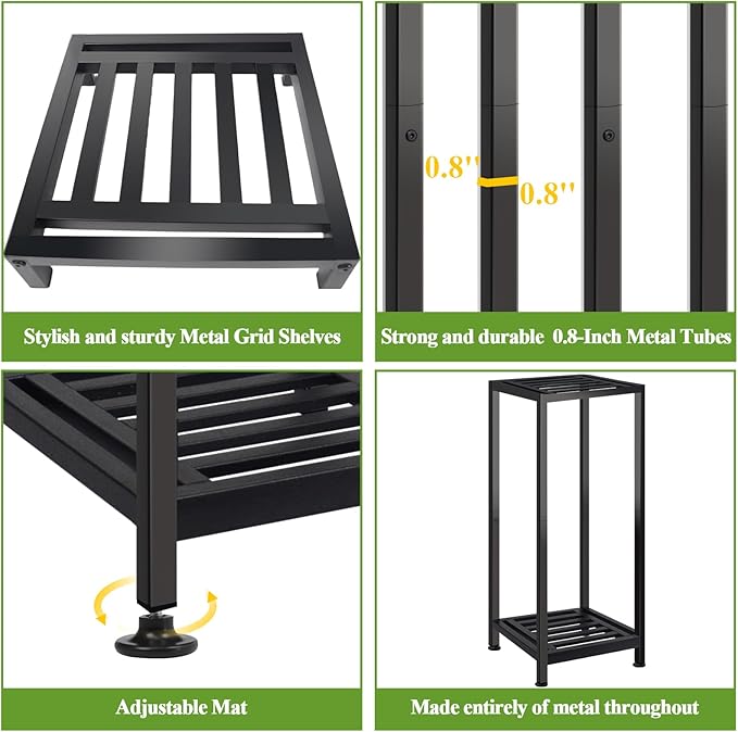 2-Pack Plant Stand Indoor Outdoor, Heavy Duty Wrought Iron Pedestal Stands, Metal Plant Stand Decorative Flower Stand for Patio Garden Deck Living Room