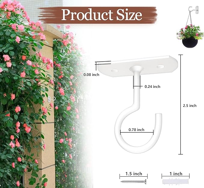 30Pack Ceiling Hooks Bulk for Hanging Plants 2.5in White