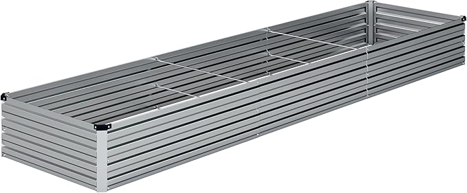 12x2x1FT Galvanized Raised Garden Bed Kit,Vegetable Boxes-Rectangle Metal Flower Box,Large Planter Raised Beds Outdoor Garden for Planting,Fruit,Herb-Silver