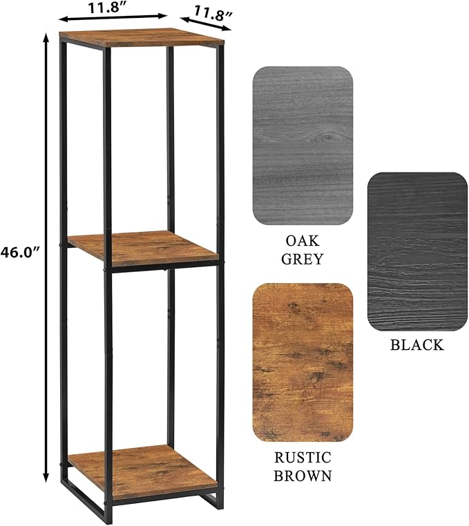 46" Tall Plant Stand Indoor, 3-Tier Modern Plant Shelf, Corner Flower Pot Holder Organizer for Living Room Balcony Patio Garden (Rustic Brown)