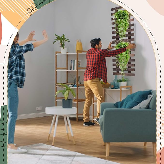 Weysat 4 Pcs Wall Planter Wooden Orchid Hanging Planter for Indoor Plants Wall Mount Planter Stand Frame Display Air Plant Holders Outdoor Vertical Rack Wall Decoration for Garden (12 x 35 in)