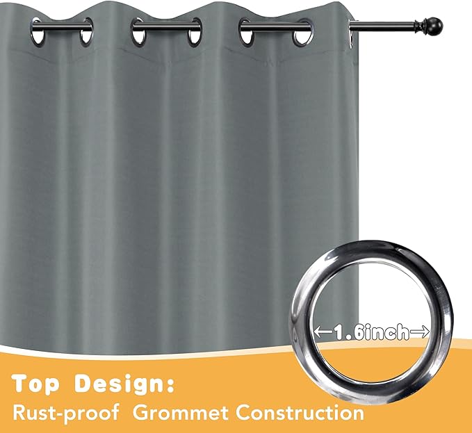 HolidayIdeas Outdoor Curtains for Patio Waterproof, 4 Panels - 54 x 108 Inch - Privacy Protection & Light Filtering Curtains Grey Grommet Outside Curtains for Porch, Gazebo, Pergola, Backyard