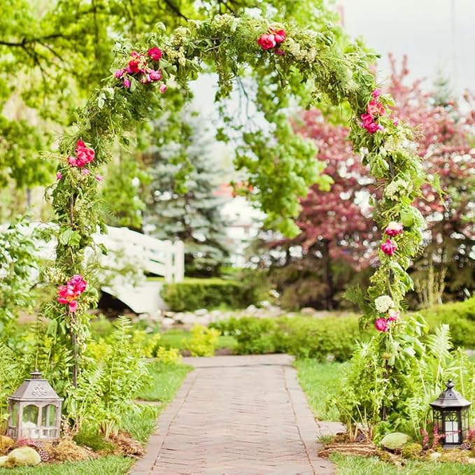 Garden Arch Trellis Metal Garden Arbor for Various Climbing Plant, Wedding Arches for Ceremony Decoration Outdoor Lawn Backyard, 7'8" H x 4'5" W, Dark Green