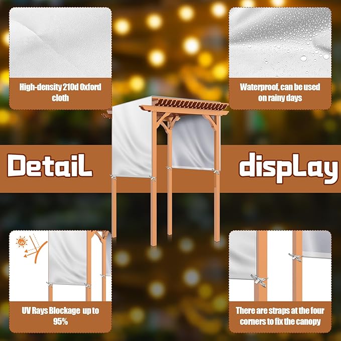 Universal Pergola Replacement Canopy Outdoor Canopy Shade Cover Waterproof Shade Top Cover for Outdoor Patio Porch Backyard(17 x 6.8 ft,Beige)