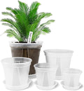 GREENPARA Transparent Plastic Garden Pots Planter with Saucer 4/5 /6/7 /8 inch Plant Pot Nursery Pots Drainage Hole for House Plants, Herb, Flowers, and Cactus with 10pcs Plant Labels, 5-Set