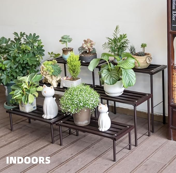 SBDSBD OUTEROOM Metal Plant Stand, Rust-proof Aluminum Flower Pot Stand, Plants Display Stands Decoration Racks for Living Room Balconies and Gardens (60 Ebony)