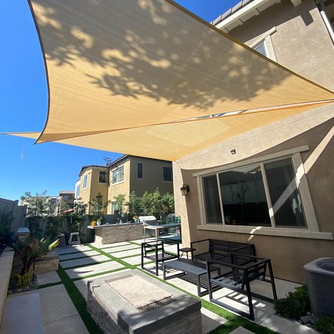 SUNLAX Sun Shade Sail 8' x 8' x 8' Sand Triangle Canopy Sail Shade Cover UV Block Permeable Sunshade Outdoor for Patio Backyard (We Make Custom Size)