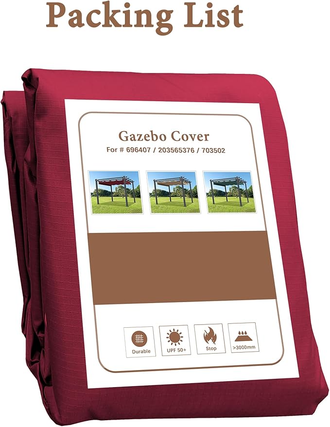 SCOCANOPY Replacement Cover Compatible with Home Depot Hampton Bay Pergola # GFM00467F,GFM00469A,(Burgundy)