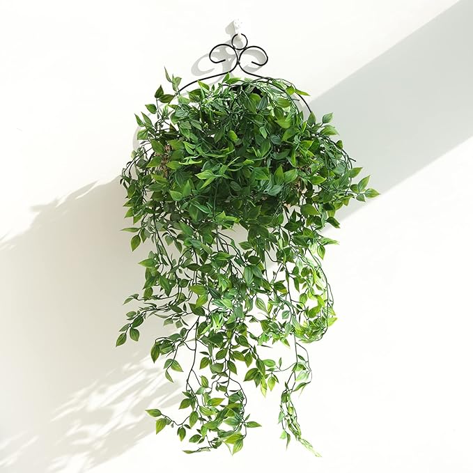 Whonline 3 Pack Artificial Hanging Plants Fake Plants with Pots for House Bedroom Wall Garden Decor