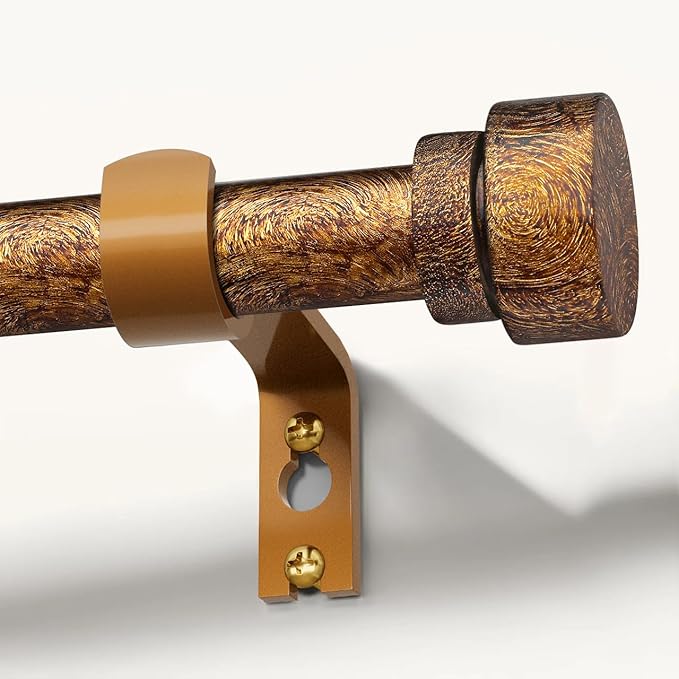 Retro Gold Curtain Rods for Windows 66 to 120 Inches Adjustable Length Heavy Duty 1" Diameter Window Curtain Rod with Decorative Finials for Outdoor Bedroom Kitchen Living Room Farmhouse
